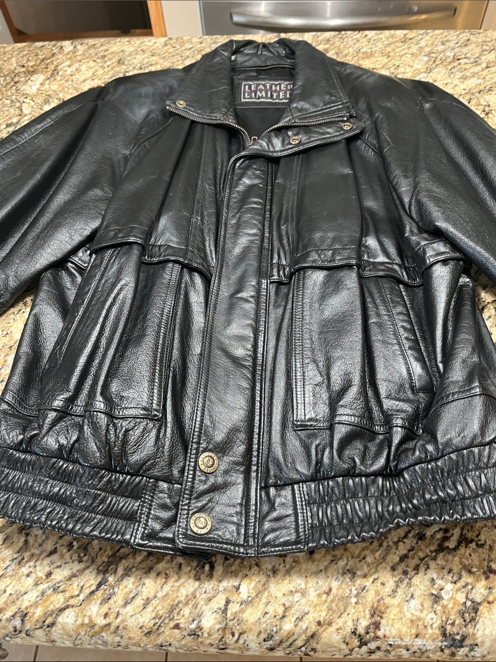 Leather Limited Men’s Black Leather Bomber Jacket